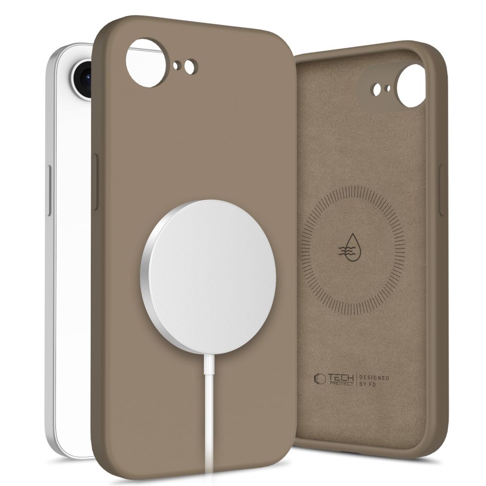 COQUE TECH-PROTECT LIQUID SILICONE MAGSAFE IPHONE 16E MARRON CHOCOLAT