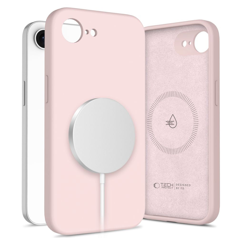 COUVERTURE TECH-PROTECT LIQUID SILICONE MAGSAFE IPHONE 16E PERLE ROSE
