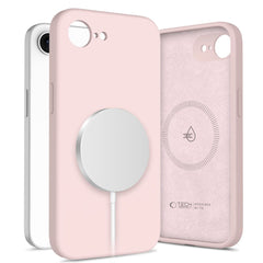 COUVERTURE TECH-PROTECT LIQUID SILICONE MAGSAFE IPHONE 16E PERLE ROSE