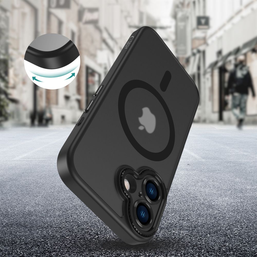 COQUE POUR IPHONE 16 TECH-PROTECT MAGCAM MAGSAFEMATTE NOIRE