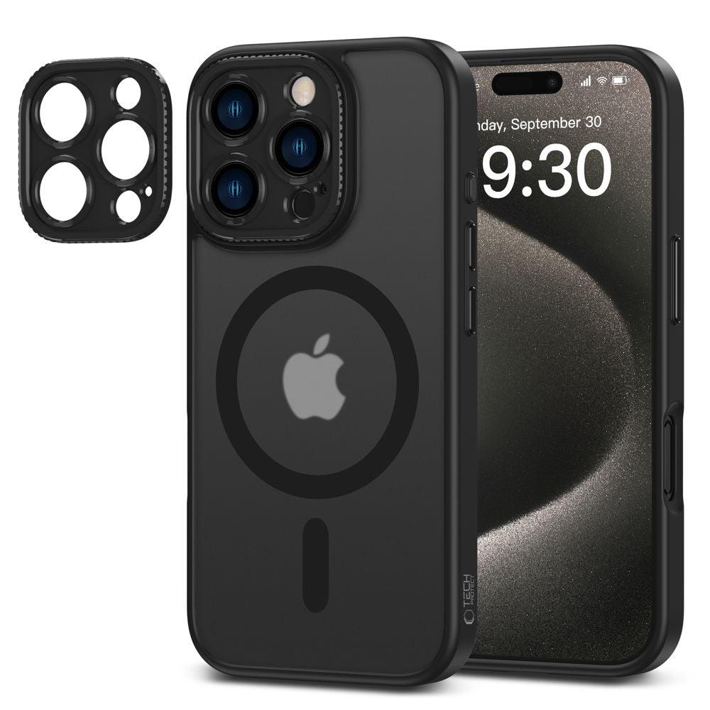 COQUE POUR IPHONE 16 PRO TECH-PROTECT MAGCAM MAGSAFE NOIR MAT