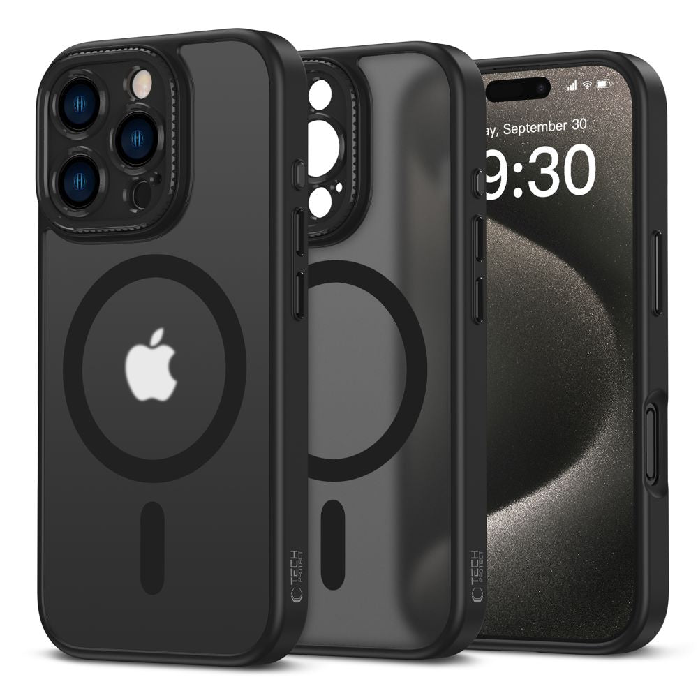 COQUE POUR IPHONE 16 PRO TECH-PROTECT MAGCAM MAGSAFE NOIR MAT