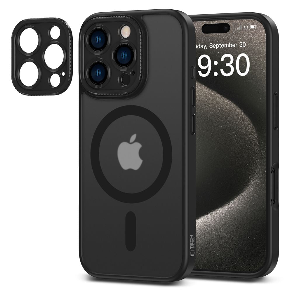 COQUE POUR IPHONE 16 PRO MAX TECH-PROTECT MAGCAM MAGSAFE NOIR MAT