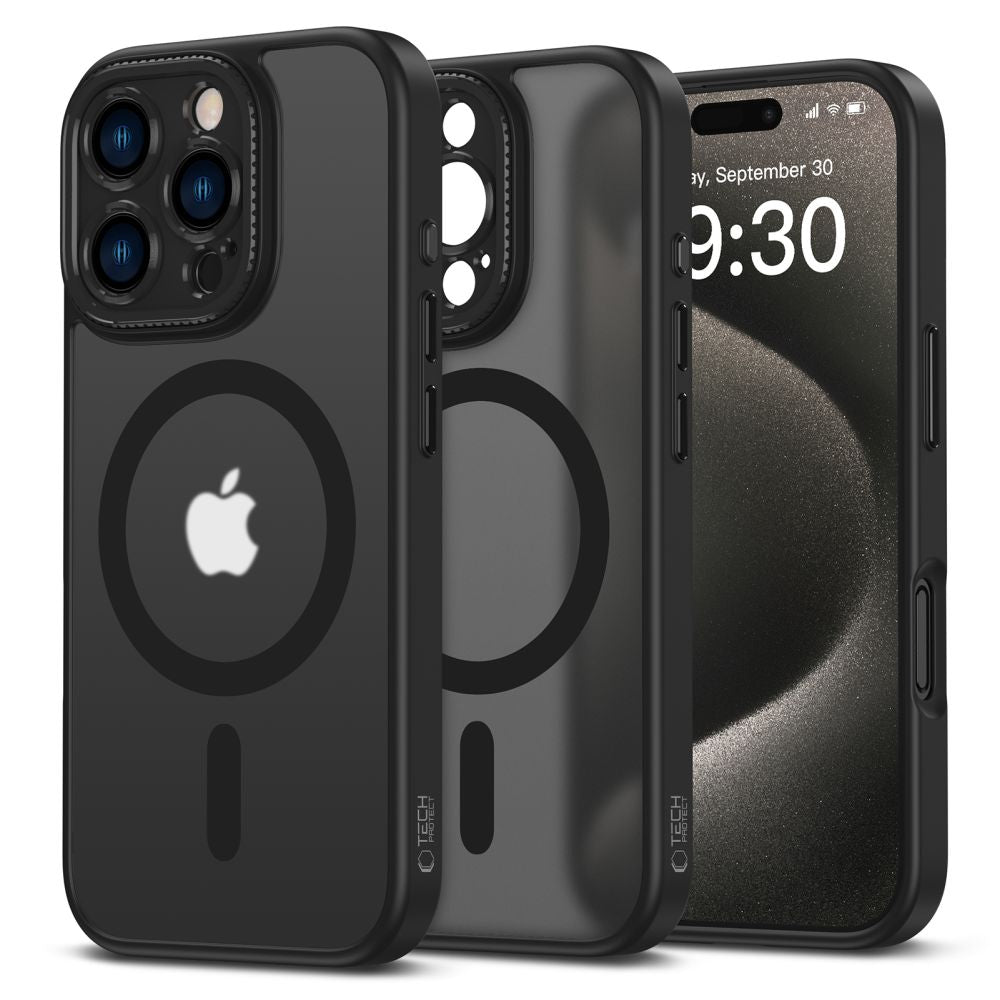 COQUE POUR IPHONE 16 PRO MAX TECH-PROTECT MAGCAM MAGSAFE NOIR MAT