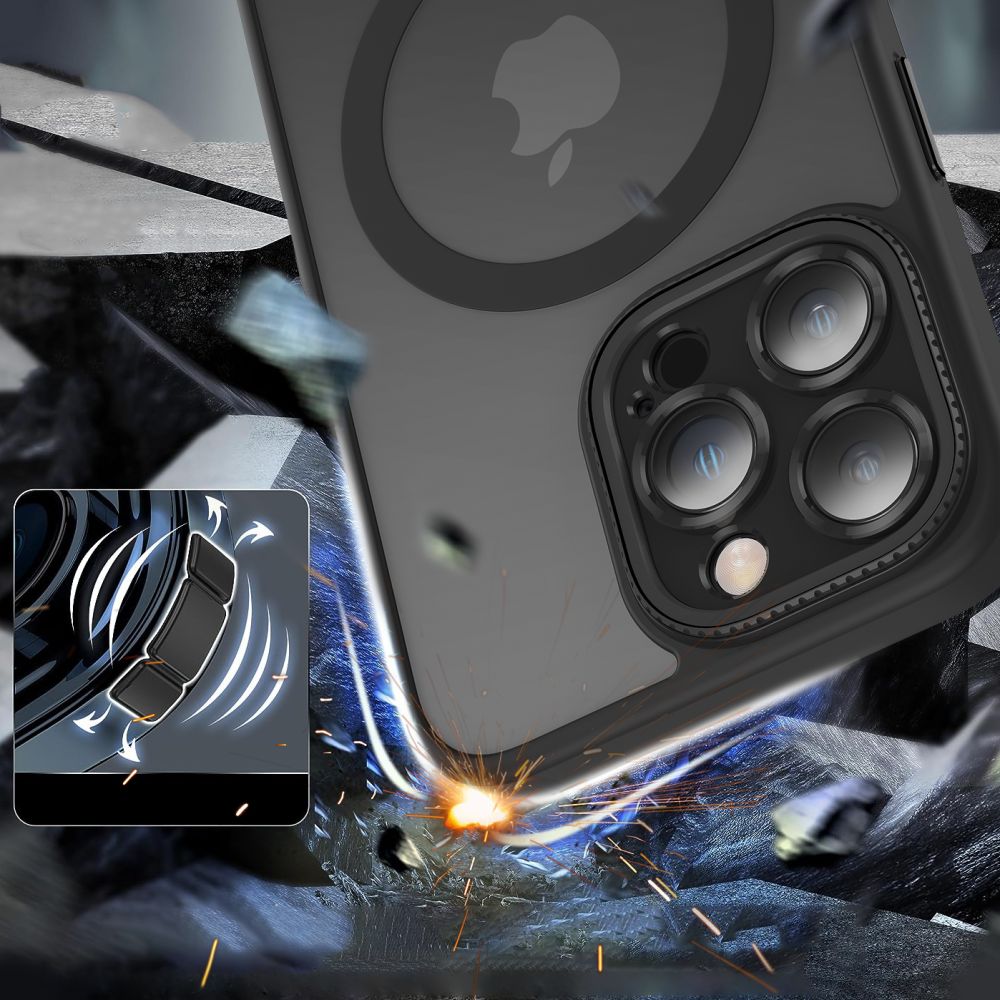 COUVERTURE TECH-PROTECT MAGMAT CAM+ MAGSAFE IPHONE 15 PRO NOIR MAT
