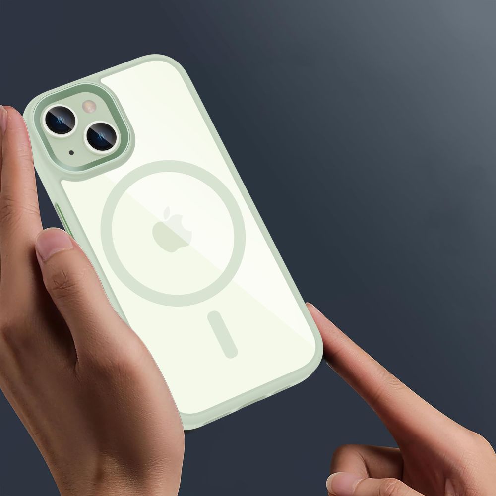 COUVERTURE TECH-PROTECT MAGMAT MAGSAFE IPHONE 15 VERT/TRANSPARENT