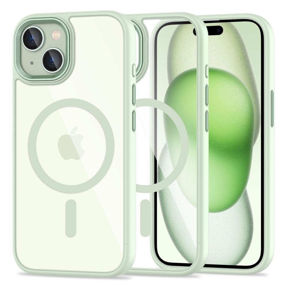 COUVERTURE TECH-PROTECT MAGMAT MAGSAFE IPHONE 15 VERT/TRANSPARENT