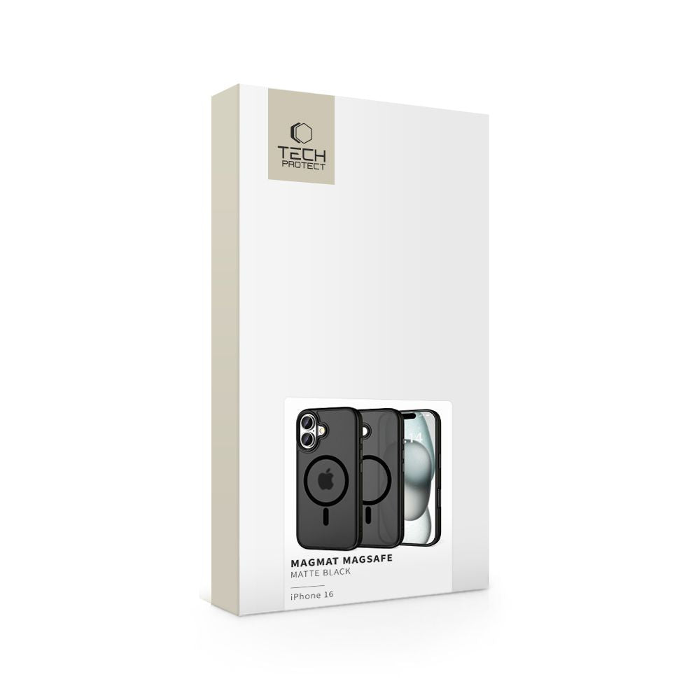 COQUE POUR IPHONE 16 TECH-PROTECT MAGMAT MAGSAFE NOIR MAT