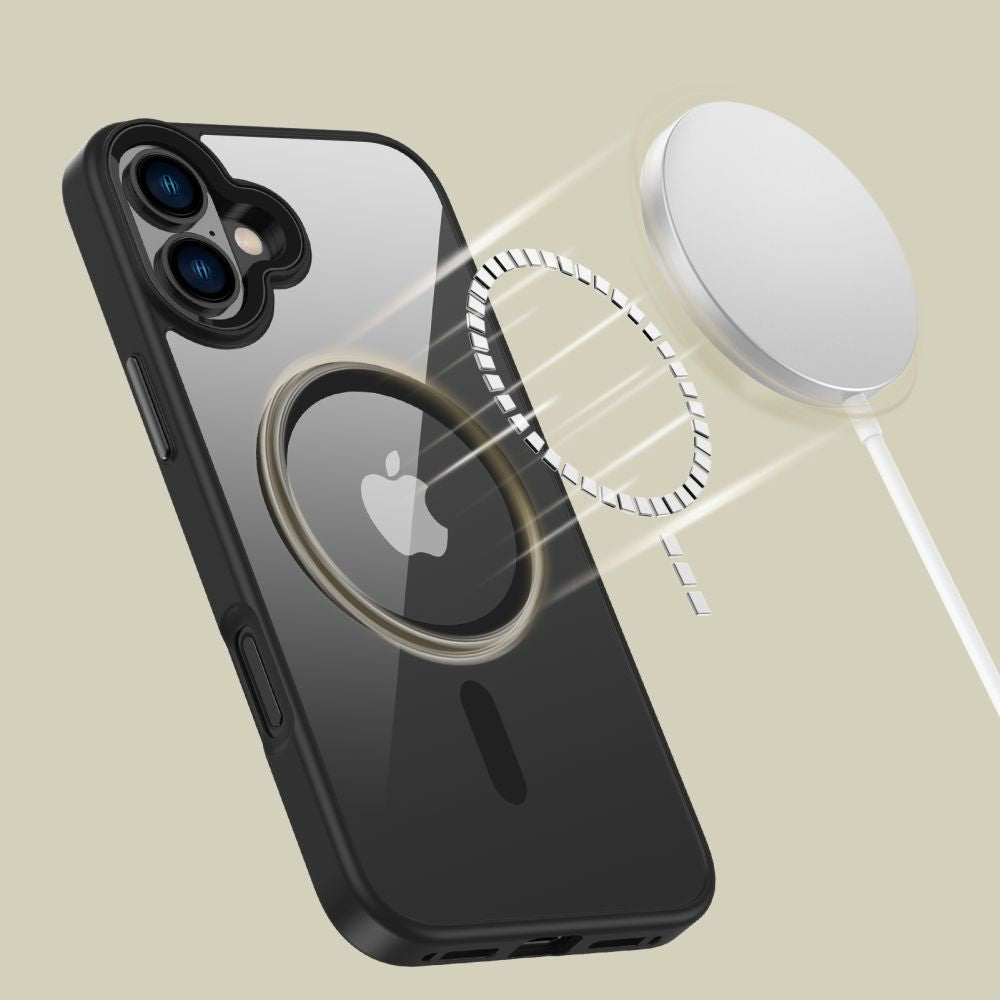 COQUE POUR IPHONE 16 PLUS TECH-PROTECT MAGMAT MAGSAFE NOIR/TRANSPARENT