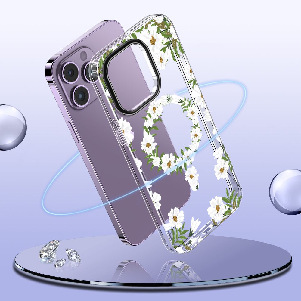 COUVERTURE TECH-PROTECT MAGMOOD MAGSAFE IPHONE 15 PRO DAISY BLANC
