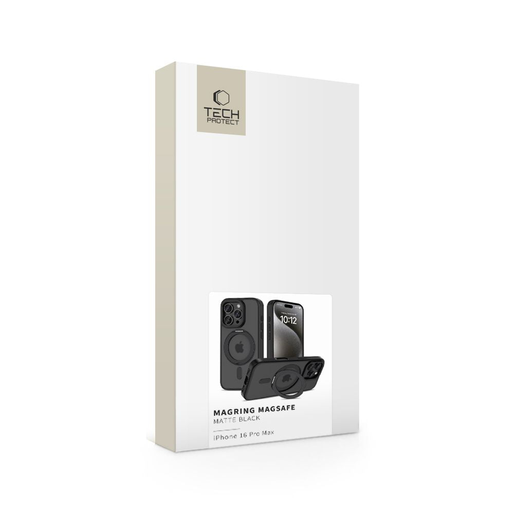 COQUE POUR IPHONE 16 PRO MAX TECH-PROTECT MAGRING MAGSAFE NOIR MAT