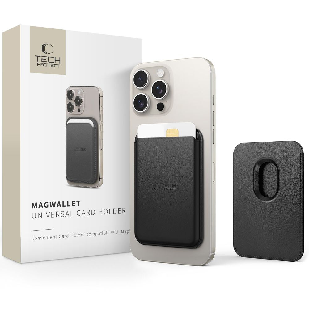 TECH-PROTECT MAGWALLET MAGSAFE PORTE-CARTES MAGNÉTIQUE UNIVERSEL NOIR