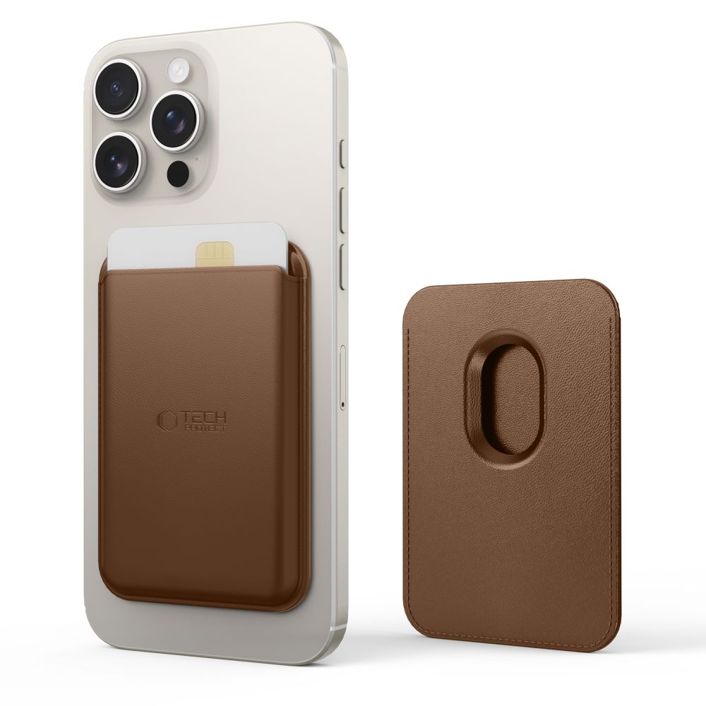 TECH-PROTECT MAGWALLET MAGSAFE PORTE-CARTES MAGNÉTIQUE UNIVERSEL MARRON