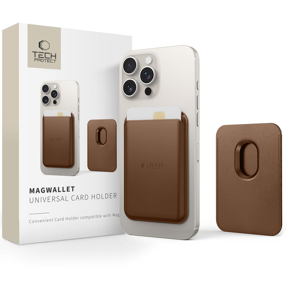 TECH-PROTECT MAGWALLET MAGSAFE PORTE-CARTES MAGNÉTIQUE UNIVERSEL MARRON