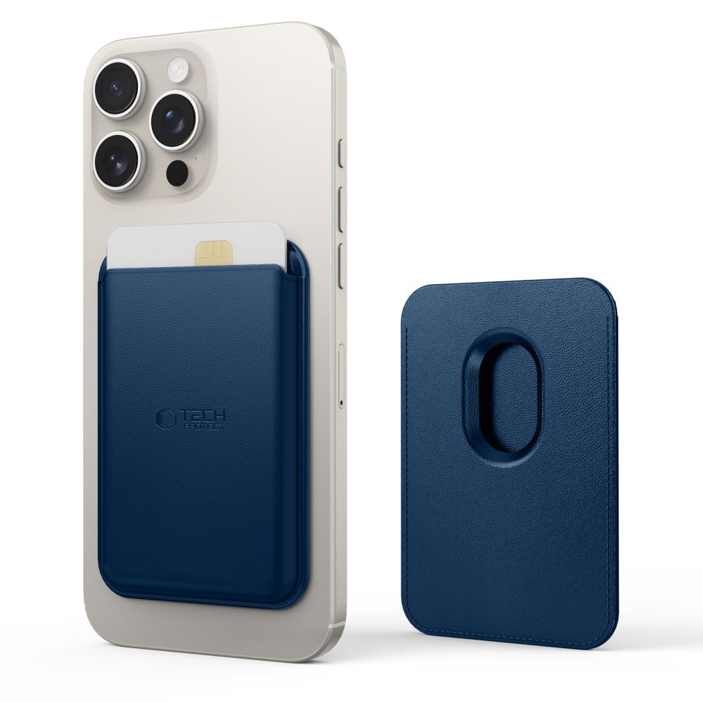 TECH-PROTECT MAGWALLET MAGSAFE PORTE-CARTES MAGNÉTIQUE UNIVERSEL BLEU MARINE