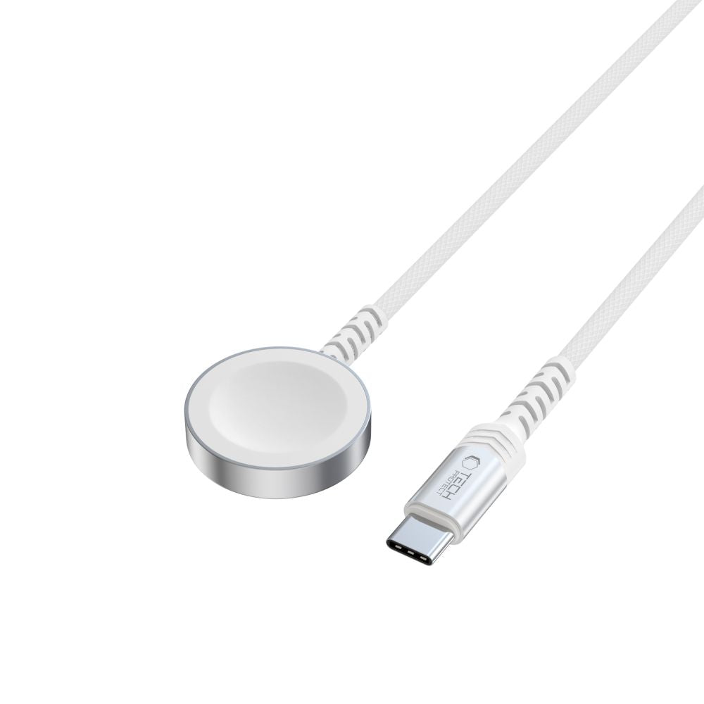 TECH-PROTECT MC01 ULTRABOOST CHARGEUR MAGNÉTIQUE CÂBLE TYPE-C 120CM APPLE WATCH BLANC