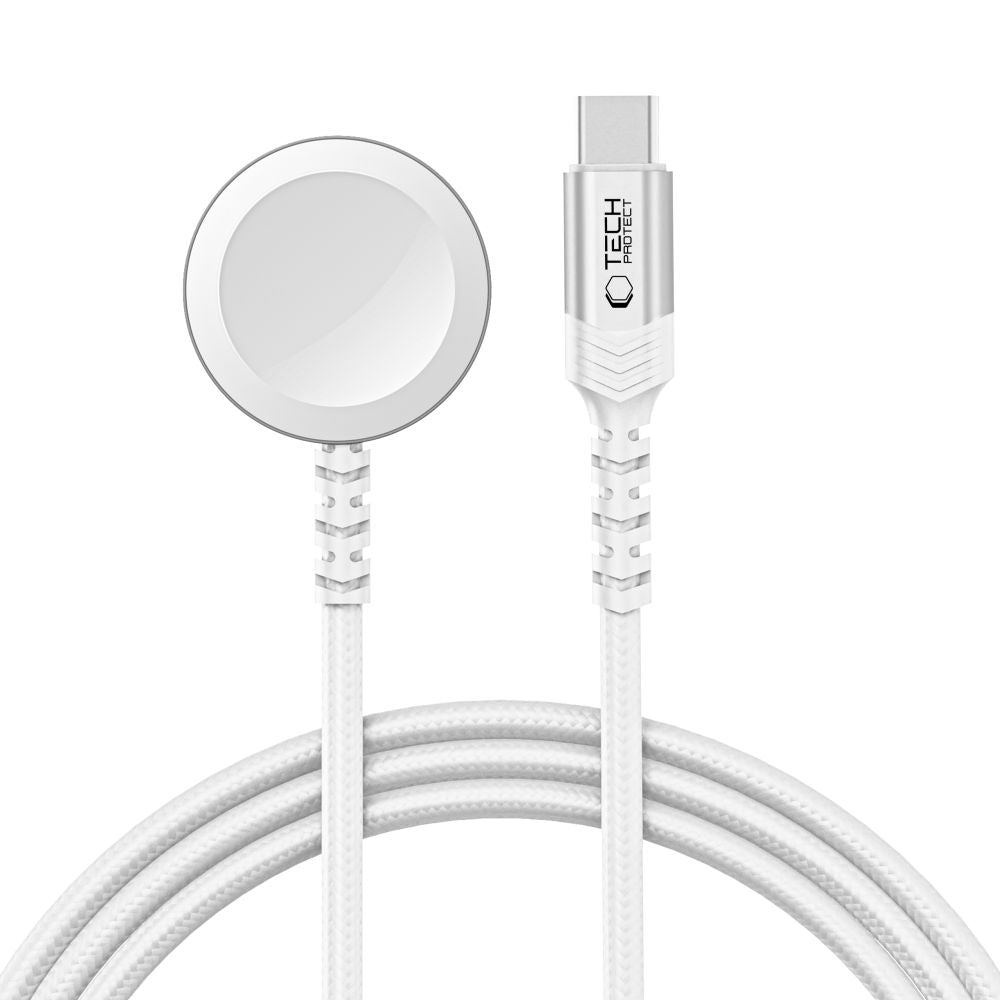 TECH-PROTECT MC01 ULTRABOOST CHARGEUR MAGNÉTIQUE CÂBLE TYPE-C 120CM APPLE WATCH BLANC