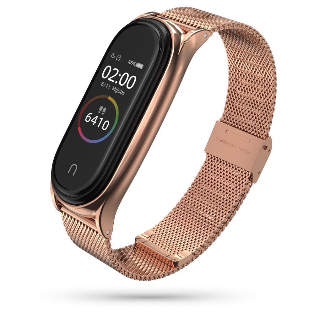 BRACELET POUR XIAOMI MI SMART BAND 5 / 6 / 6 NFC DOOP MILANESE LOOP OR ROSE