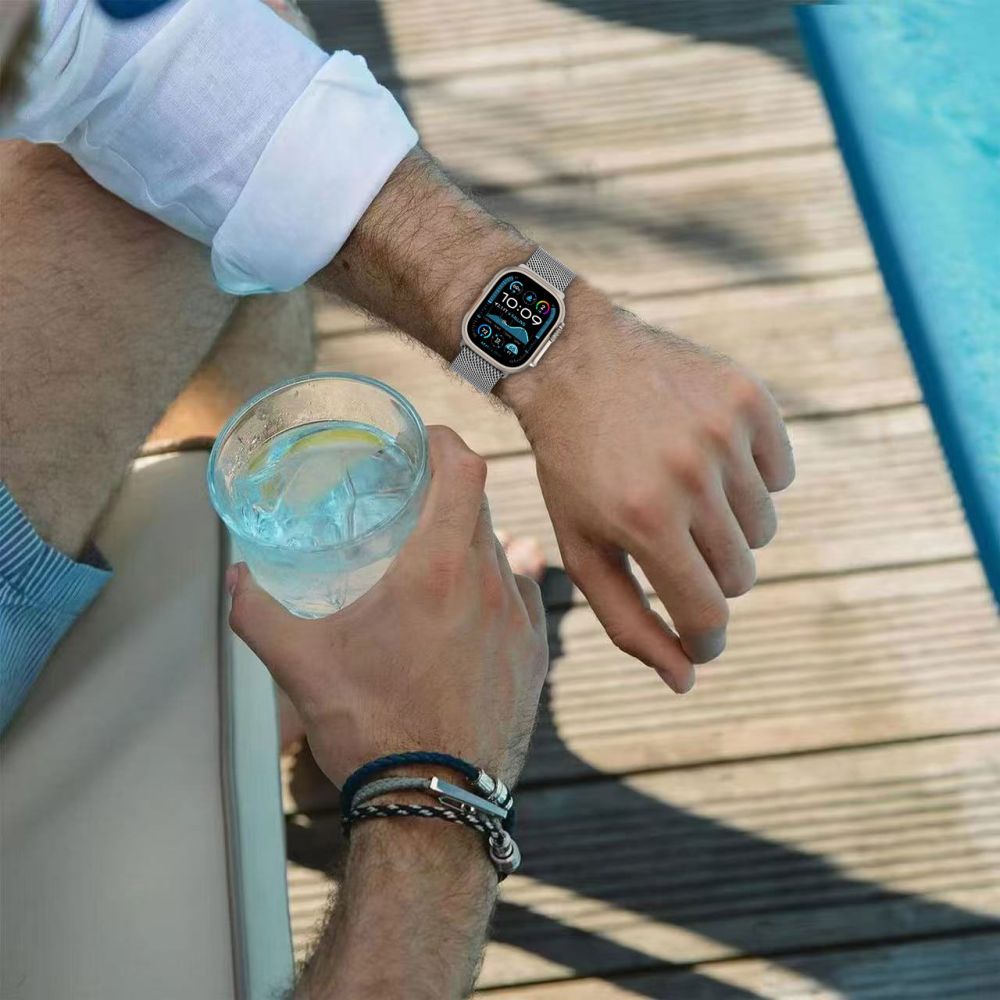 BRACELET TECH-PROTECT MILANO POUR APPLE WATCH 6 / 7 / 8 / 9 / 10 / SE / ULTRA 1 / 2 (44 / 45 / 46 / 49 MM) TITANE