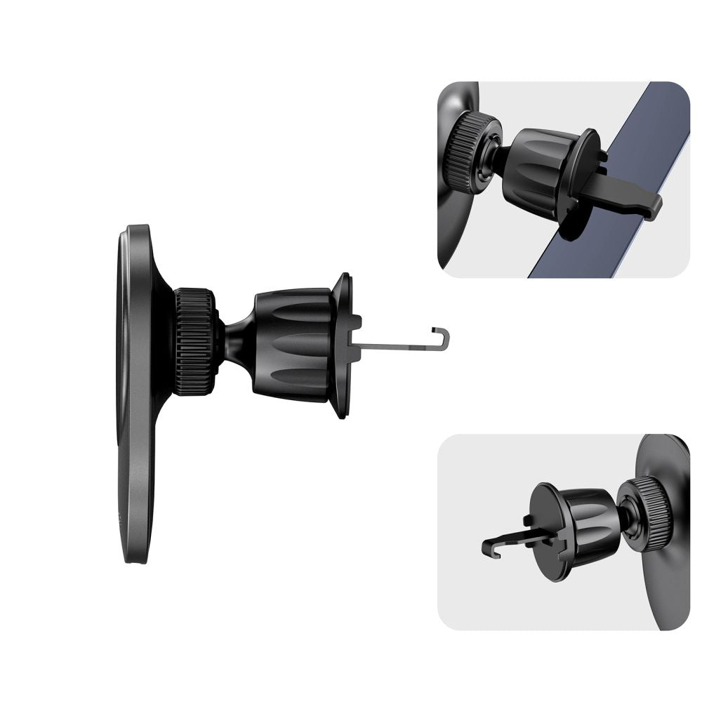 SUPPORT DE TÉLÉPHONE POUR VOITURE AVEC CHARGE SANS FIL TECH-PROTECT MM15W-V1 SUPPORT MAGNETIQUE MAGSAFE POUR VENTILATION CHARGEUR SANS FIL 15W NOIR