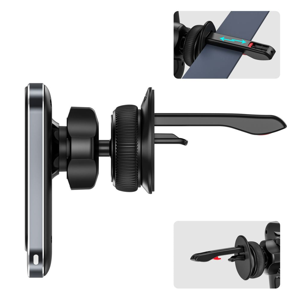 SUPPORT DE TÉLÉPHONE POUR VOITURE AVEC CHARGE SANS FIL TECH-PROTECT MM15W-V2 SUPPORT MAGNETIQUE MAGSAFE POUR VENTILATION CHARGEUR SANS FIL 15W NOIR