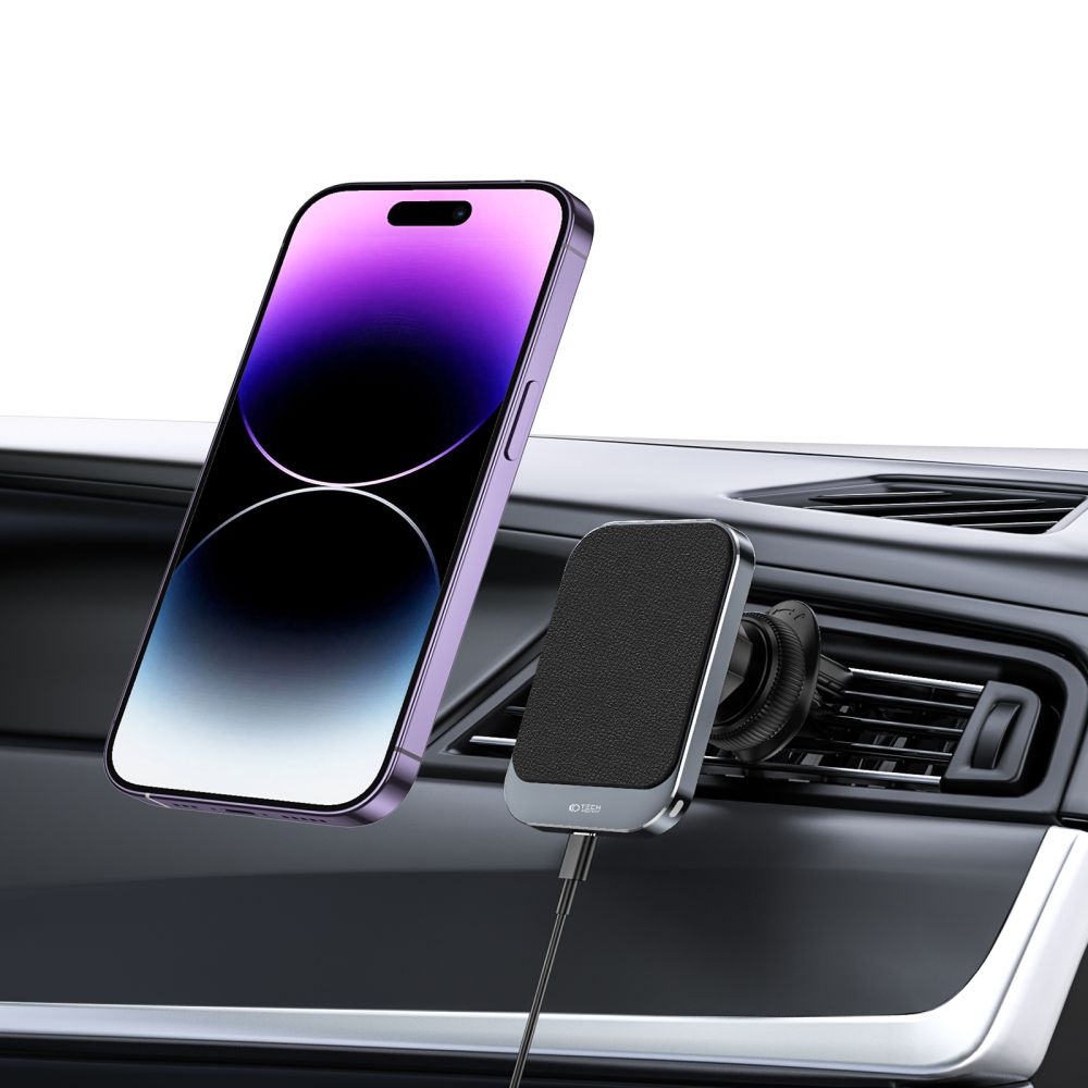 SUPPORT DE TÉLÉPHONE POUR VOITURE AVEC CHARGE SANS FIL TECH-PROTECT MM15W-V2 SUPPORT MAGNETIQUE MAGSAFE POUR VENTILATION CHARGEUR SANS FIL 15W NOIR