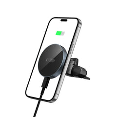 SUPPORT DE TÉLÉPHONE POUR VOITURE AVEC CHARGE SANS FIL TECH-PROTECT MM15W-V5 MAGNETIC MAGSAFE MONTAGE CD & VENTILATION CHARGEUR SANS FIL 15W NOIR/NOIR