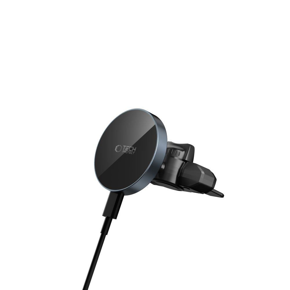 SUPPORT DE TÉLÉPHONE POUR VOITURE AVEC CHARGE SANS FIL TECH-PROTECT MM15W-V5 MAGNETIC MAGSAFE MONTAGE CD & VENTILATION CHARGEUR SANS FIL 15W NOIR/NOIR
