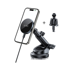 SUPPORT DE TÉLÉPHONE POUR VOITURE AVEC CHARGE SANS FIL TECH-PROTECT MM15W-V5 MAGNETIC MAGSAFE SUPPORT DE TABLEAU DE BORD ET DE VENTILATION CHARGEUR SANS FIL 15W NOIR/NOIR