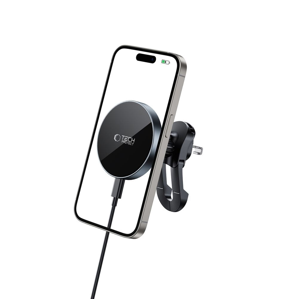 SUPPORT DE TÉLÉPHONE POUR VOITURE AVEC CHARGE SANS FIL TECH-PROTECT MM15W-V5 MAGNETIC MAGSAFE SUPPORT DE VENTILATION CHARGEUR SANS FIL 15W NOIR/NOIR
