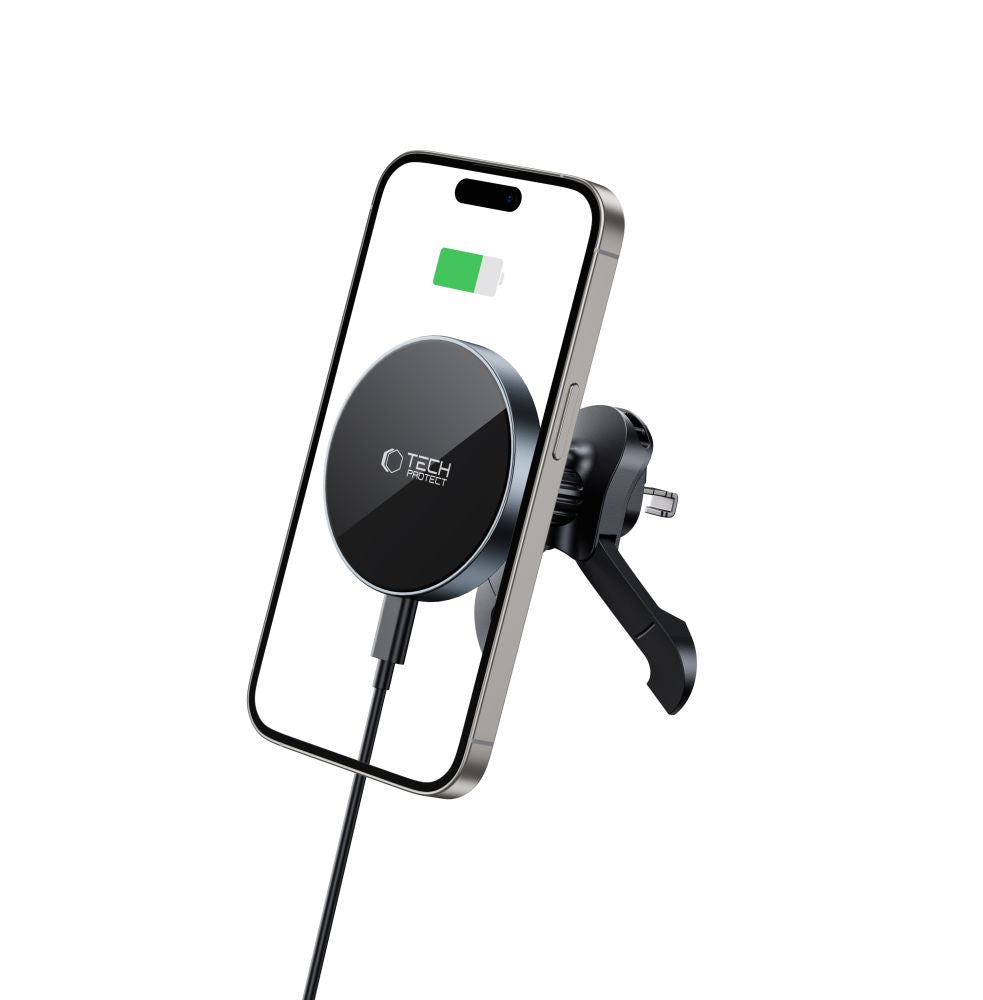 SUPPORT DE TÉLÉPHONE POUR VOITURE AVEC CHARGE SANS FIL TECH-PROTECT MM15W-V5 MAGNETIC MAGSAFE SUPPORT DE VENTILATION CHARGEUR SANS FIL 15W NOIR/NOIR
