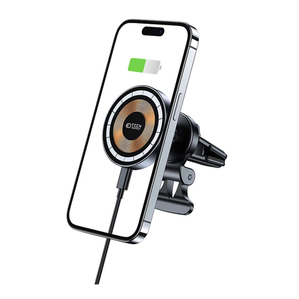 Support de téléphone pour voiture avec chargement sans fil TECH-PROTECT MM15W-V5 support magnétique MagSafe pour ventilation chargeur sans fil 15W noir