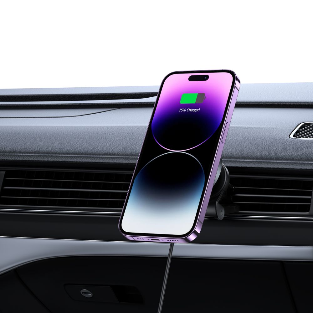 Support de téléphone pour voiture avec chargement sans fil TECH-PROTECT MM15W-V5 support magnétique MagSafe pour ventilation chargeur sans fil 15W noir