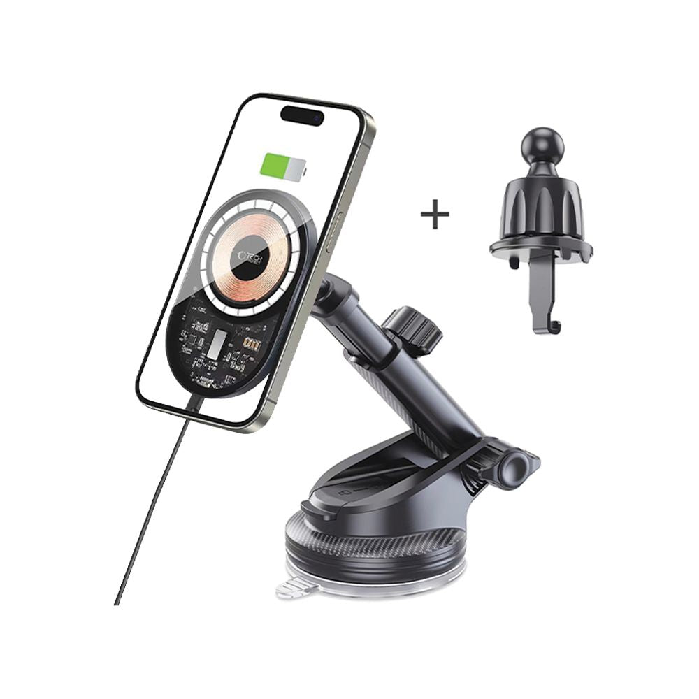 Support de téléphone pour voiture avec chargement sans fil TECH-PROTECT MM15W-V6 support magnétique MagSafe pour tableau de bord et ventilation chargeur sans fil 15W noir