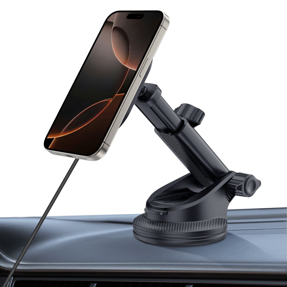 SUPPORT DE TÉLÉPHONE POUR VOITURE AVEC CHARGE SANS FIL TECH-PROTECT MM15W-V6 MAGNETIC MAGSAFE SUPPORT DE TABLEAU DE BORD & VENTILATION CHARGEUR SANS FIL 15W NOIR/NOIR