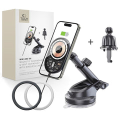Support de téléphone pour voiture avec chargement sans fil TECH-PROTECT MM15W-V6 support magnétique MagSafe pour tableau de bord et ventilation chargeur sans fil 15W noir