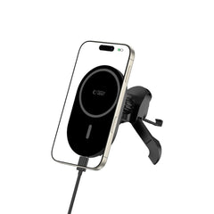 Support de téléphone pour voiture avec chargement sans fil TECH-PROTECT MM15W-V6 MAGNETIC MAGSAFE STABLE VENT CAR MOUNT CHARGEUR SANS FIL 15W NOIR/NOIR