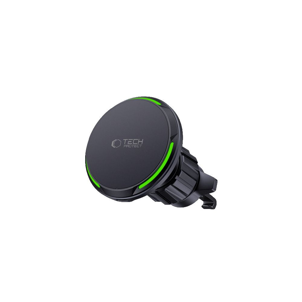 SUPPORT DE TÉLÉPHONE POUR VOITURE AVEC CHARGE SANS FIL TECH-PROTECT MM15W-V6 QI2 MAGNETIQUE MAGSAFE MONTAGE SUR TABLEAU DE BORD ET VENTILATION CHARGEUR SANS FIL 15W NOIR