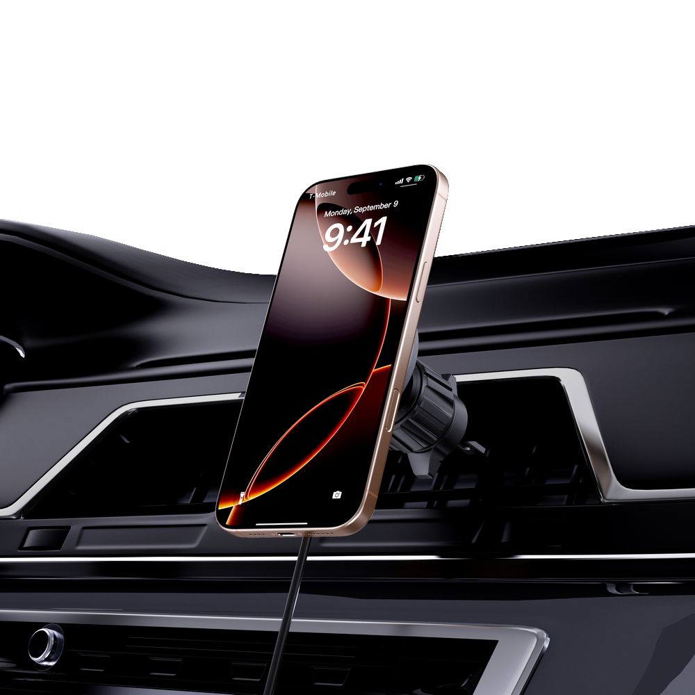 SUPPORT DE TÉLÉPHONE POUR VOITURE AVEC CHARGE SANS FIL TECH-PROTECT MM15W-V6 QI2 MAGNETIQUE MAGSAFE MONTAGE SUR TABLEAU DE BORD ET VENTILATION CHARGEUR SANS FIL 15W NOIR