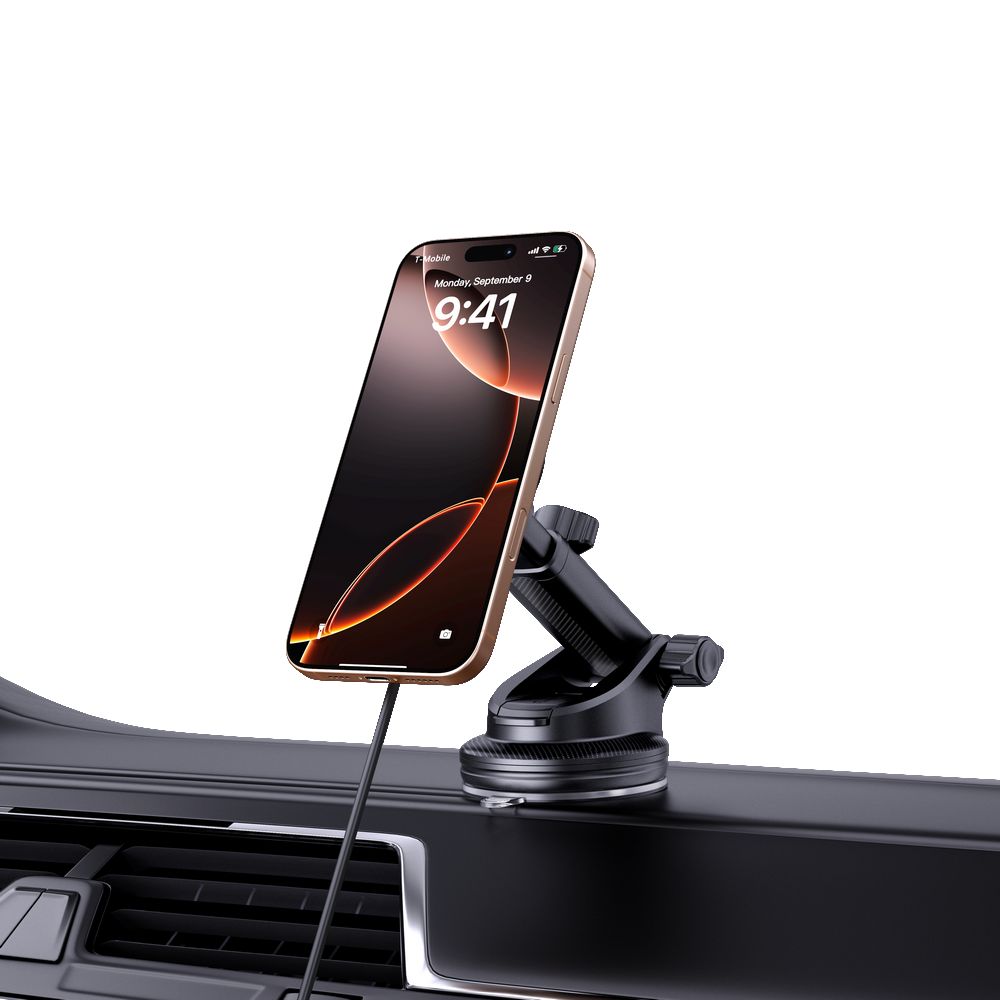 SUPPORT DE TÉLÉPHONE POUR VOITURE AVEC CHARGE SANS FIL TECH-PROTECT MM15W-V6 QI2 MAGNETIQUE MAGSAFE MONTAGE SUR TABLEAU DE BORD ET VENTILATION CHARGEUR SANS FIL 15W NOIR