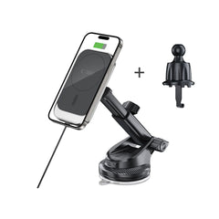 Support de téléphone pour voiture avec chargement sans fil TECH-PROTECT MM15W-V9 MAGNETIC MAGSAFE SUPPORT DE TABLEAU DE BORD ET DE VENTILATION CHARGEUR SANS FIL 15W NOIR