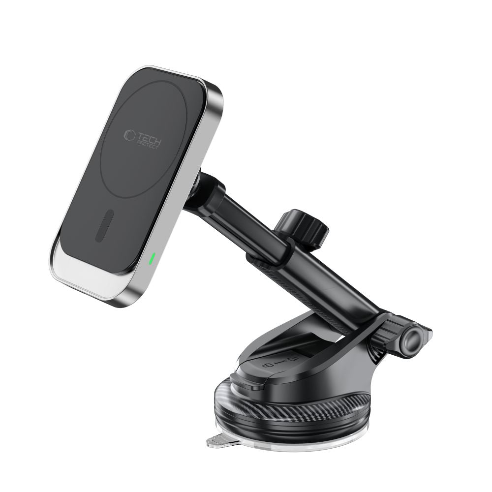 Support de téléphone pour voiture avec chargement sans fil TECH-PROTECT MM15W-V9 MAGNETIC MAGSAFE SUPPORT DE TABLEAU DE BORD ET DE VENTILATION CHARGEUR SANS FIL 15W NOIR