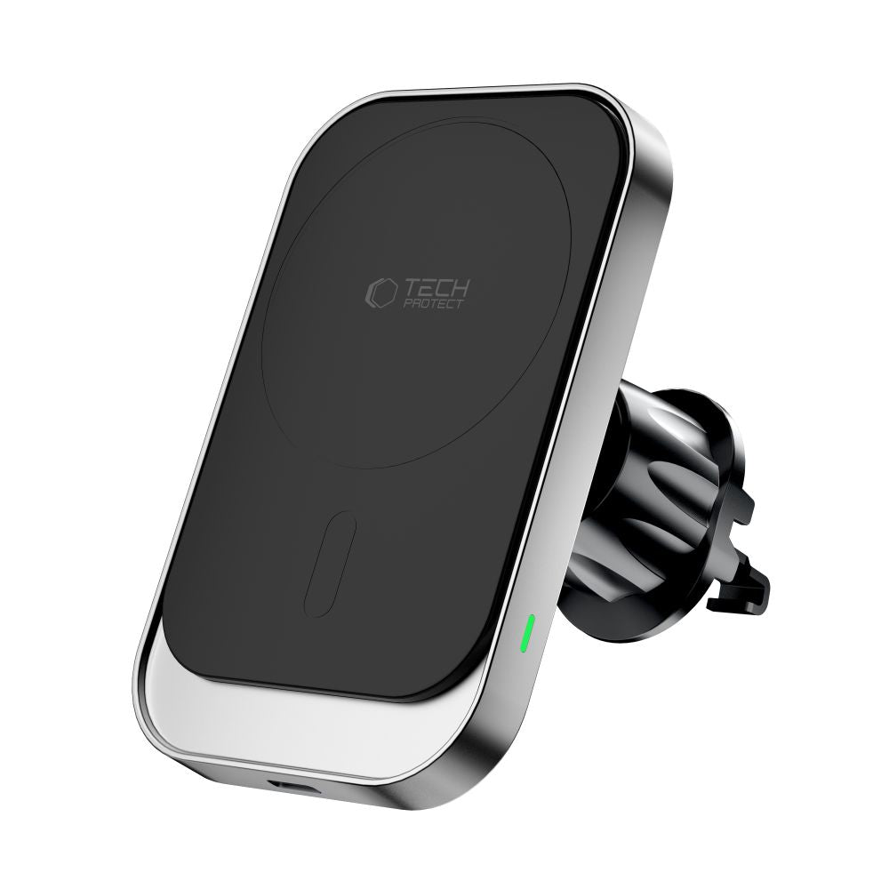 Support de téléphone pour voiture avec chargement sans fil TECH-PROTECT MM15W-V9 MAGNETIC MAGSAFE SUPPORT DE TABLEAU DE BORD ET DE VENTILATION CHARGEUR SANS FIL 15W NOIR