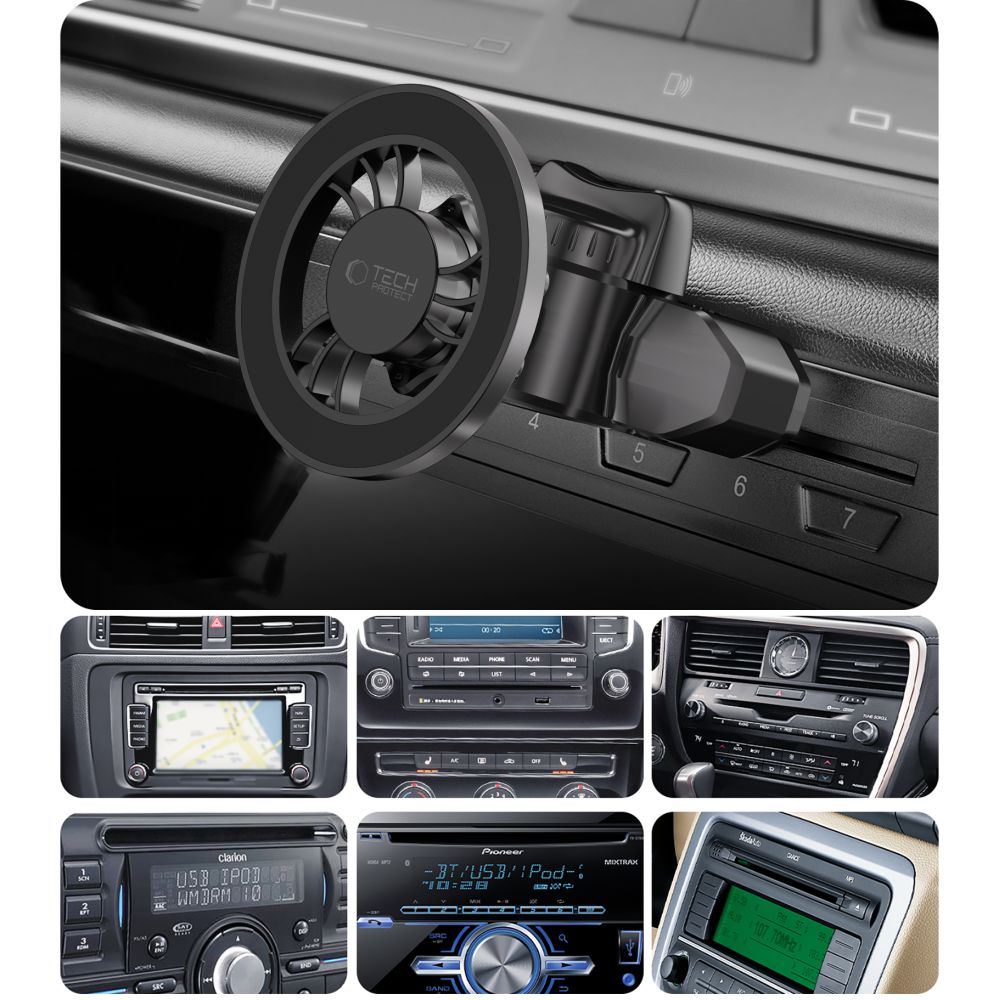 Support de téléphone pour voiture TECH-PROTECT N56 MAGNETIC MAGSAFE CD & VENT NOIR