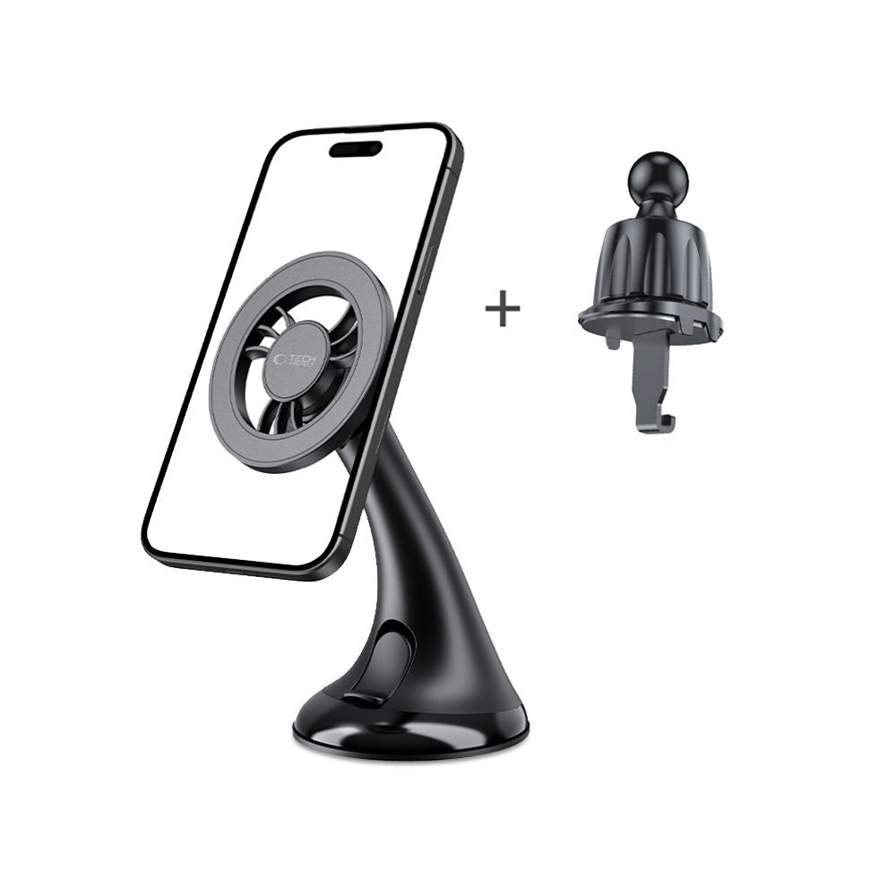 SUPPORT DE TÉLÉPHONE POUR VOITURE TECH-PROTECT N56 MAGNETIC MAGSAFE TABLEAU DE BORD UNRG & MONTAGE VENT BLACK