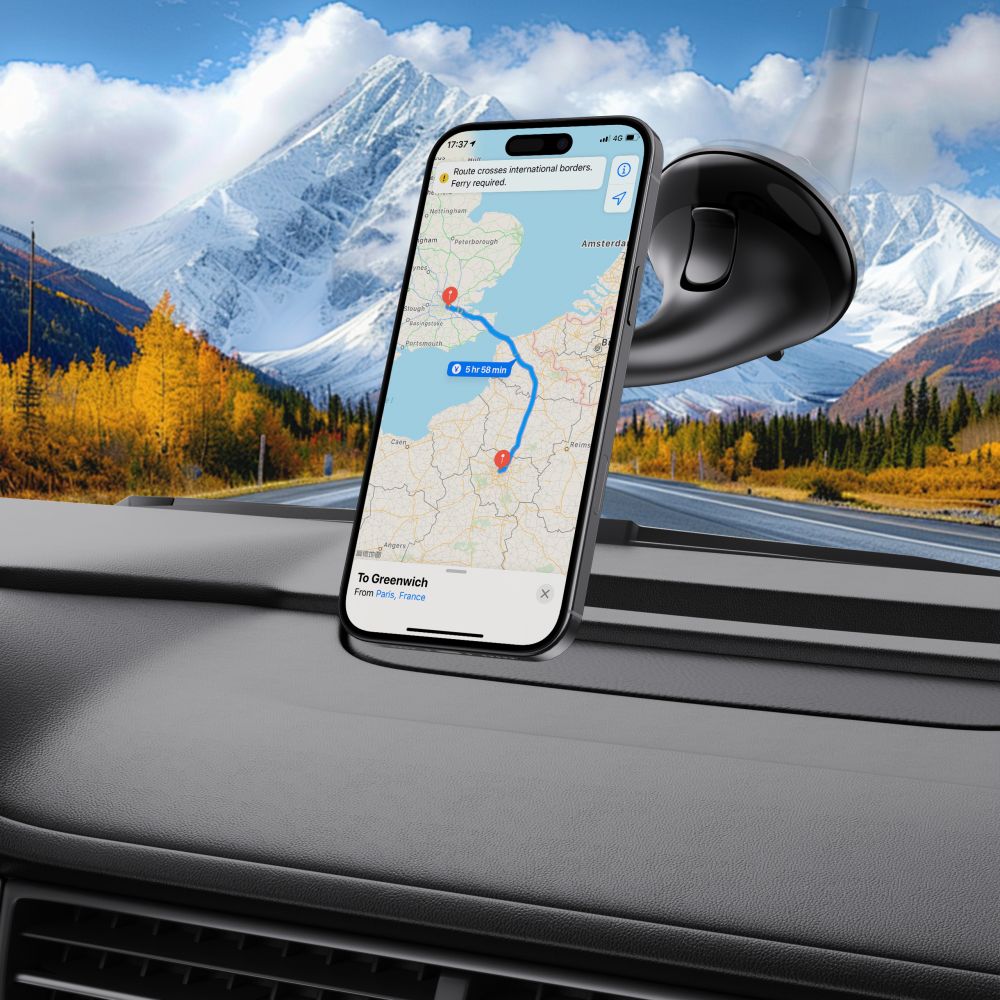 SUPPORT DE TÉLÉPHONE POUR VOITURE TECH-PROTECT N56 MAGNETIC MAGSAFE TABLEAU DE BORD UNRG & MONTAGE VENT BLACK