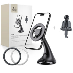 SUPPORT DE TÉLÉPHONE POUR VOITURE TECH-PROTECT N56 MAGNETIC MAGSAFE TABLEAU DE BORD UNRG & MONTAGE VENT BLACK
