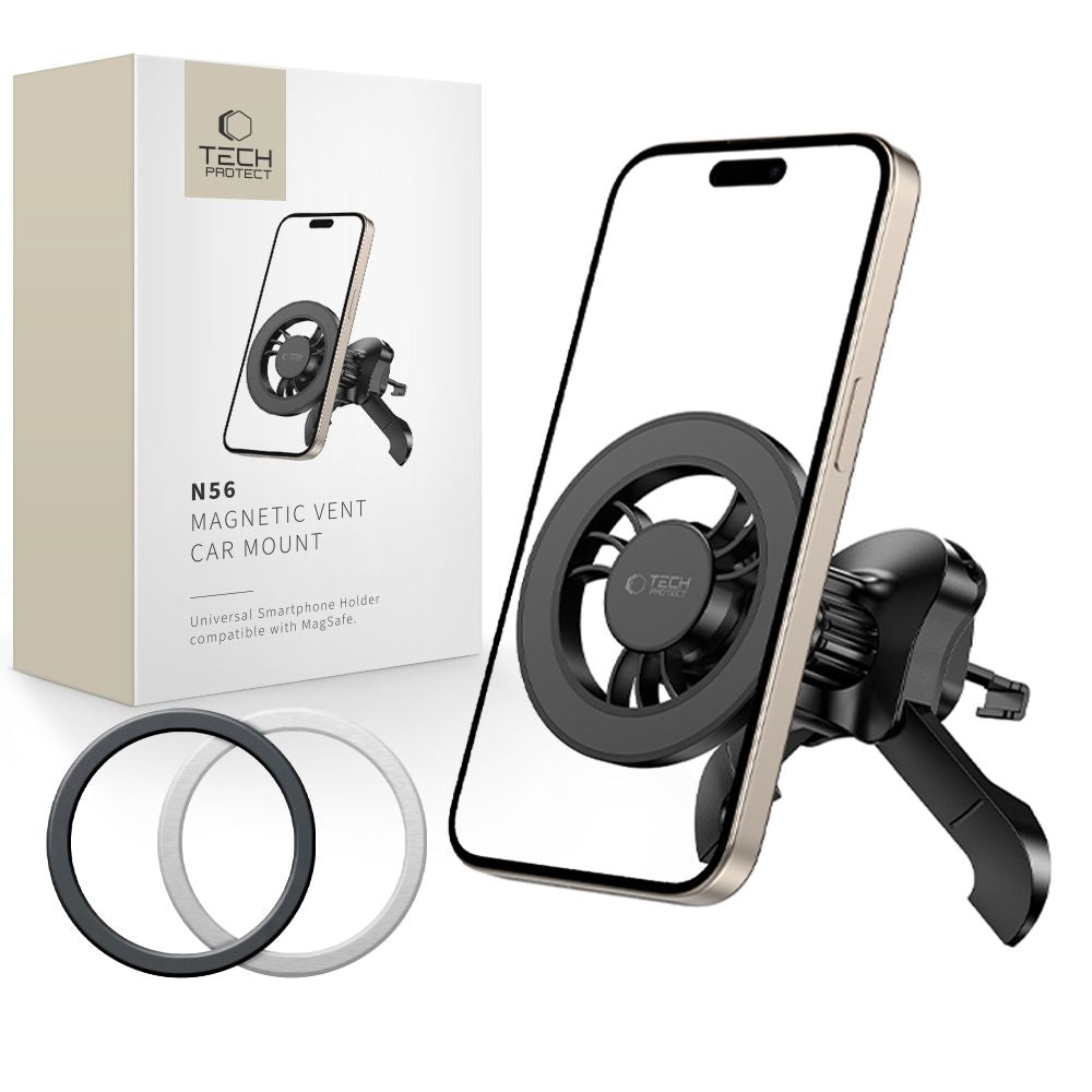 SUPPORT DE TÉLÉPHONE POUR VOITURE TECH-PROTECT N56 MAGNETIC MAGSAFE STABLE VENT CAR MOUNT NOIR