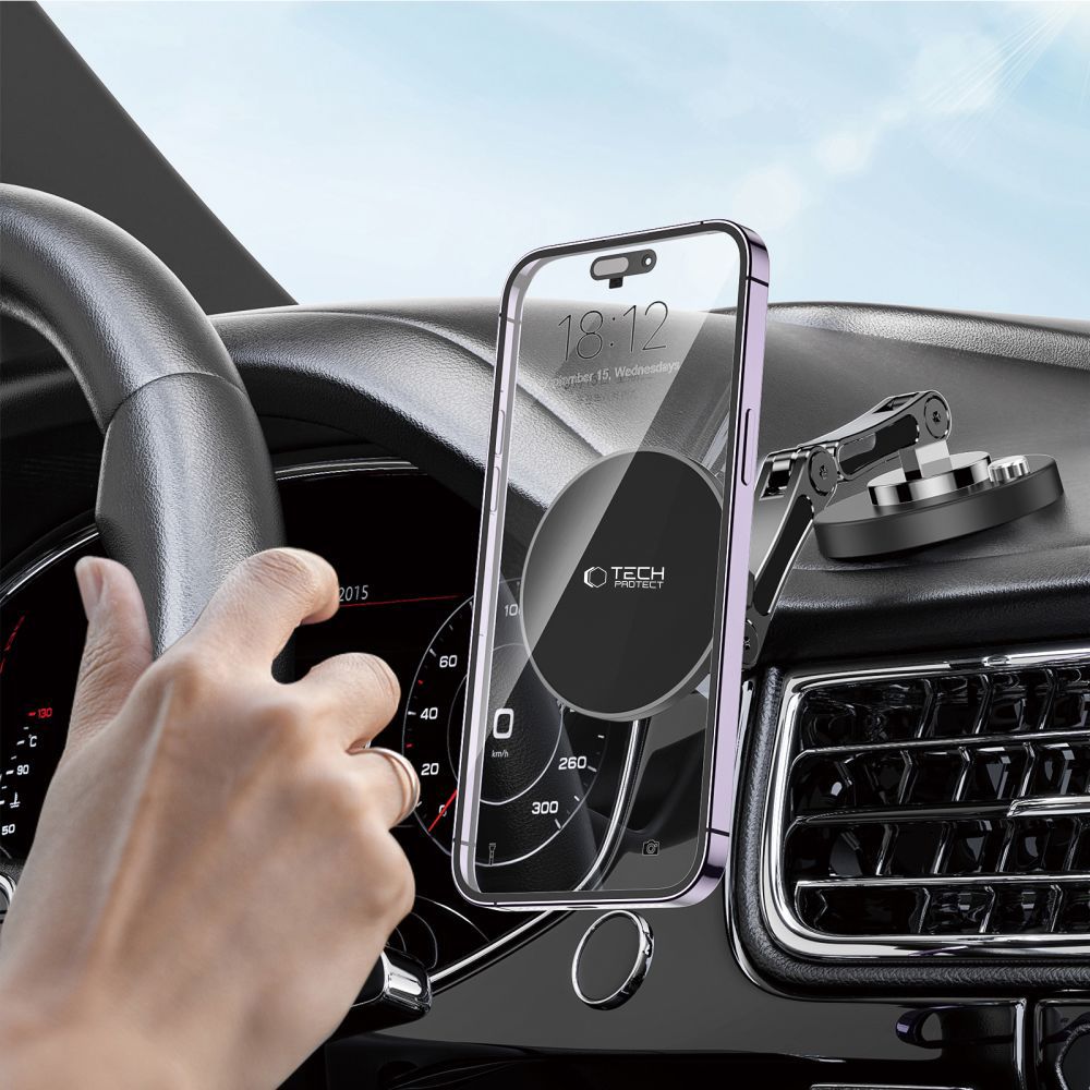 SUPPORT DE TÉLÉPHONE POUR VOITURE TECH-PROTECT N57 MAGNETIC MAGSAFE MONTAGE SUR TABLEAU DE BORD ET SUPPORT DE TÉLÉPHONE DE BUREAU NOIR