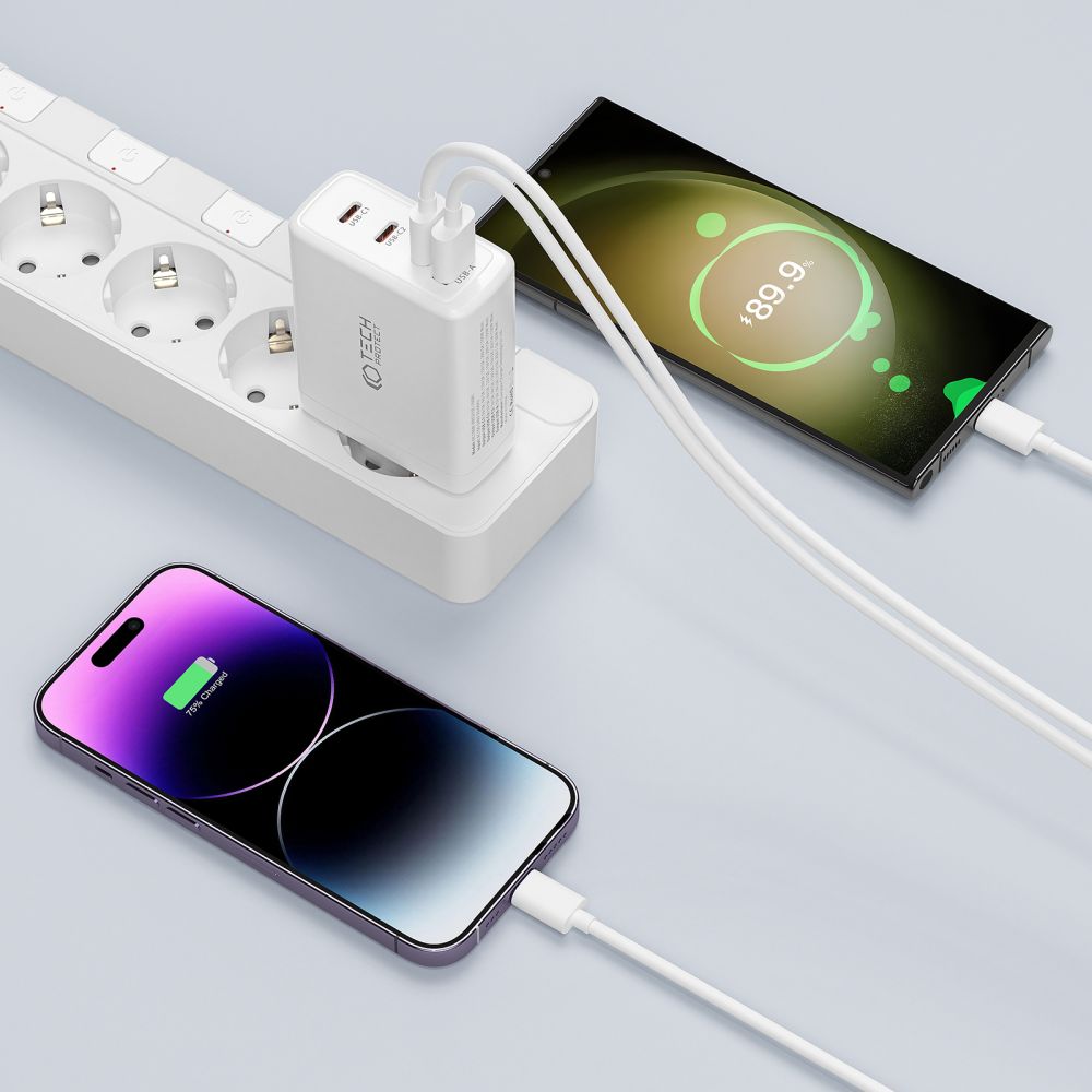 CHARGEUR RÉSEAU POUR MOBILE ET TABLETTE TECH-PROTECT NC100W-GAN CHARGEUR RÉSEAU 4 PORTS PD100W/QC3.0 NOIR